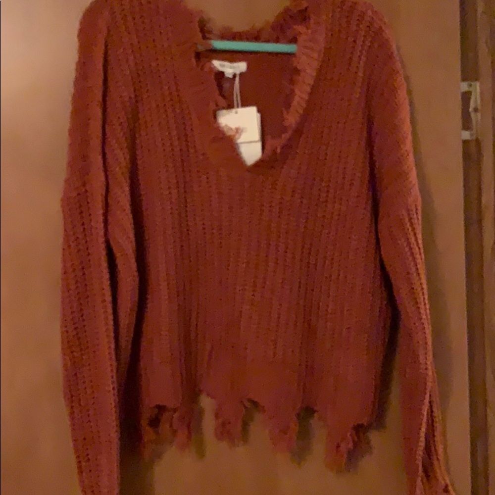 Rust Freyed Sweater